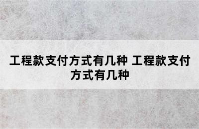 工程款支付方式有几种 工程款支付方式有几种